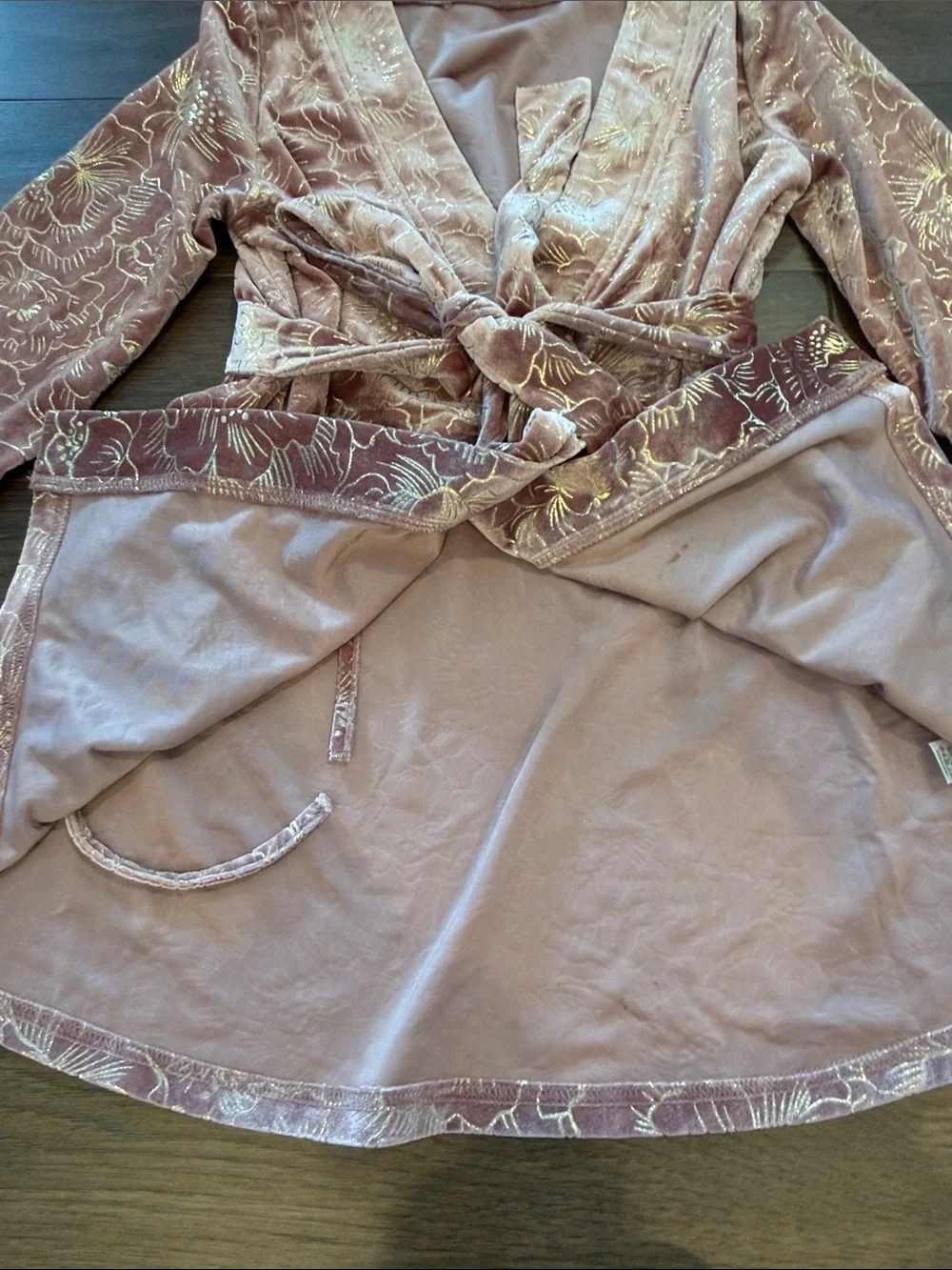 Mia Joy by Joyfolie Girls Velvet Floral Wrap Robe Size 6 - C36-204